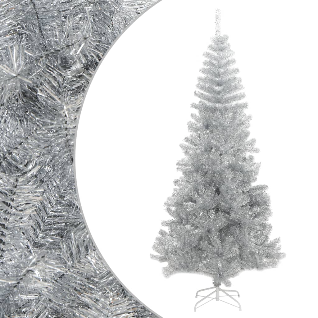 vidaXL ezüstszínű PET műkarácsonyfa állvánnyal 210 cm