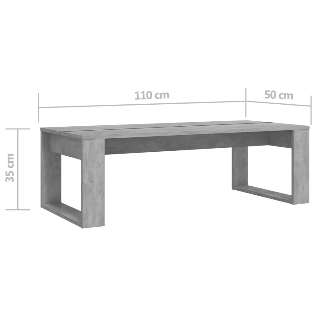 vidaXL betonszürke forgácslap dohányzóasztal 110 x 50 x 35 cm