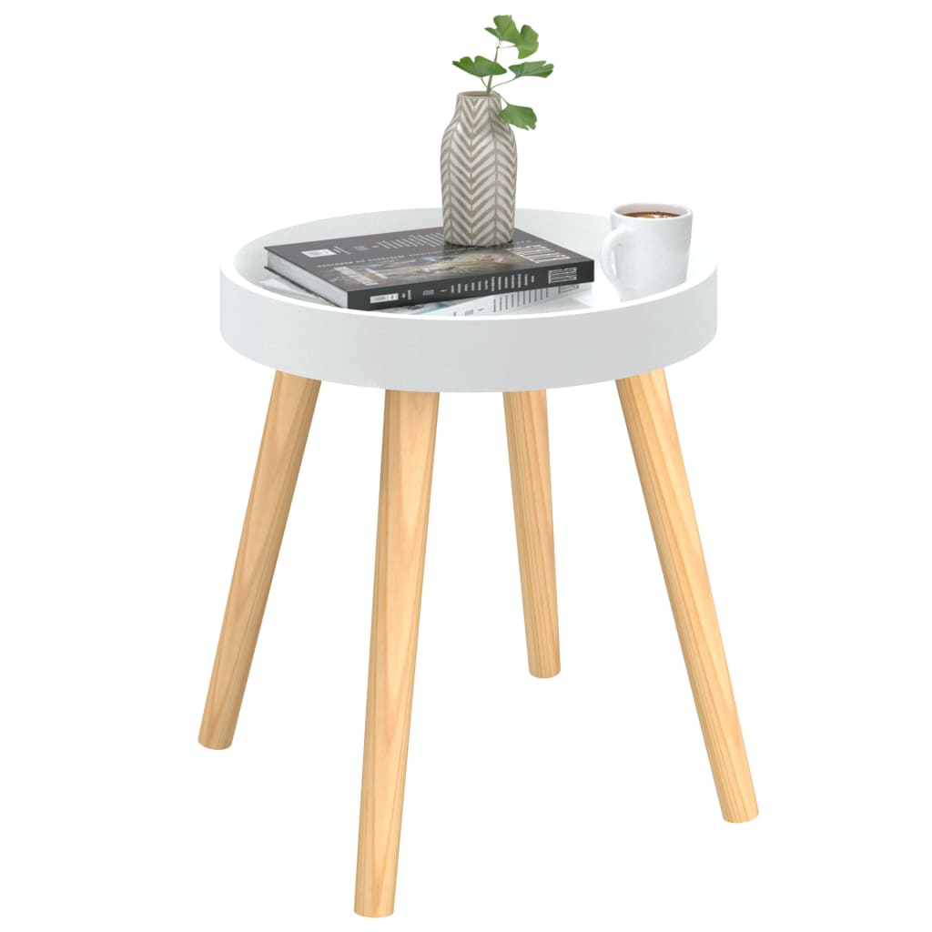vidaXL 3 szintes fehér szerelt fa/tömör fenyőfa kisasztal 38x38x40 cm
