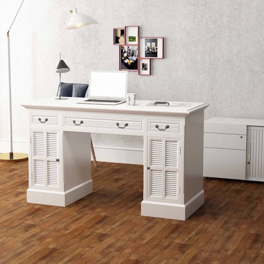 vidaXL fehér dupla talapzatú íróasztal 140 x 48 x 80 cm