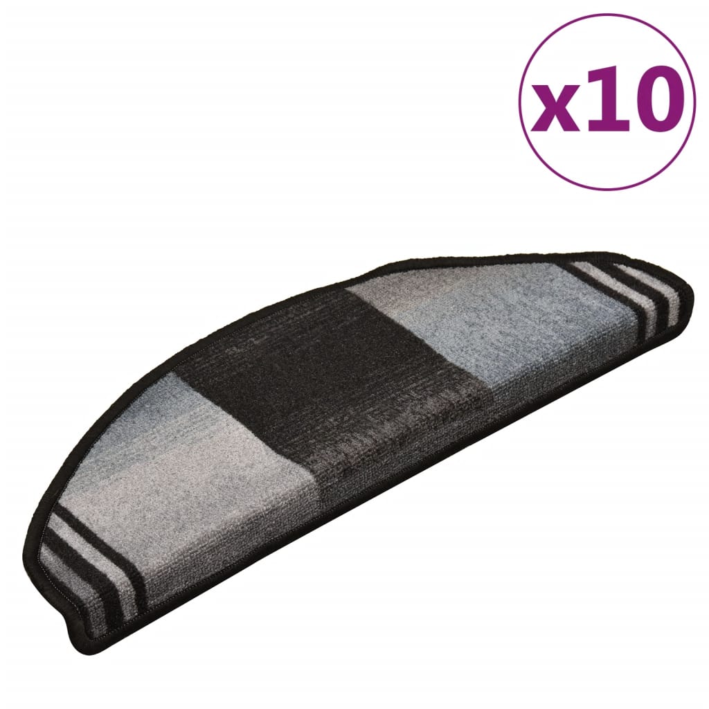 vidaXL 10 db fekete és szürke öntapadó lépcsőszőnyeg 65x21x4 cm