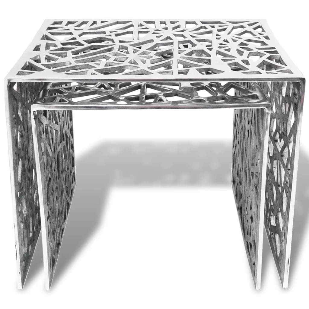 vidaXL 2 darab Ezüst négyzet alakú alumínium kisasztal