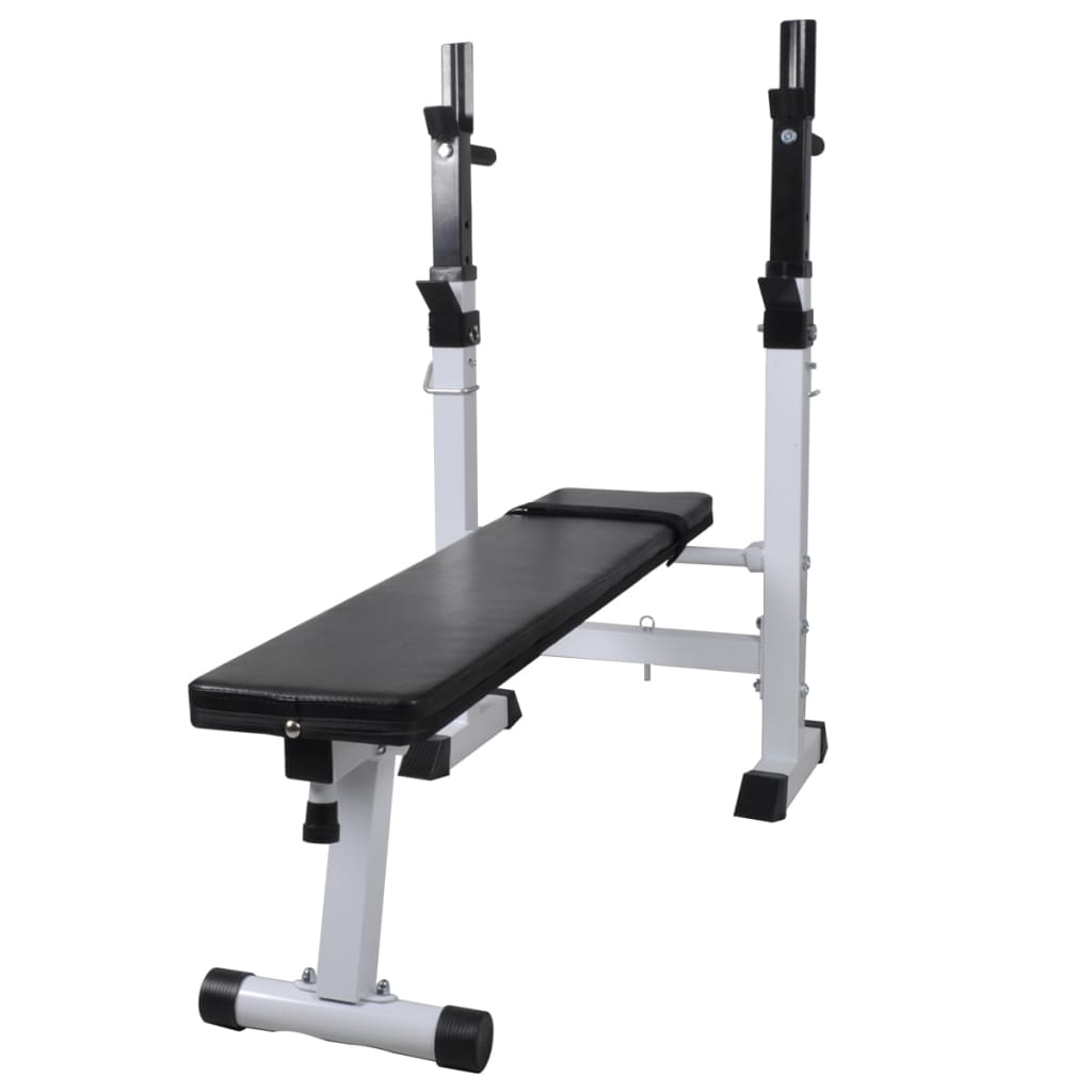 vidaXL edzőpad állvánnyal / egykezes és kétkezes súlyzószettel 60,5 kg