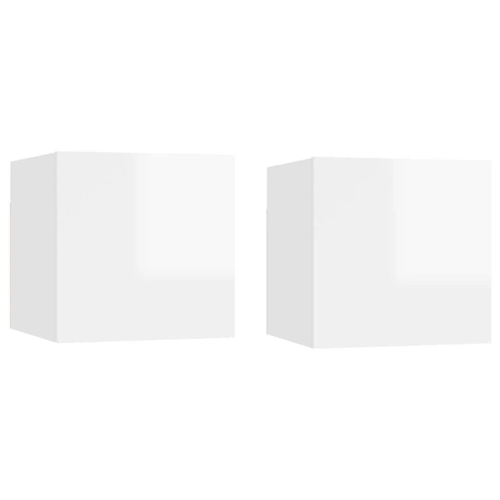 vidaXL 2 db magasfényű fehér forgácslap éjjeliszekrény 30,5 x 30 x 30 cm