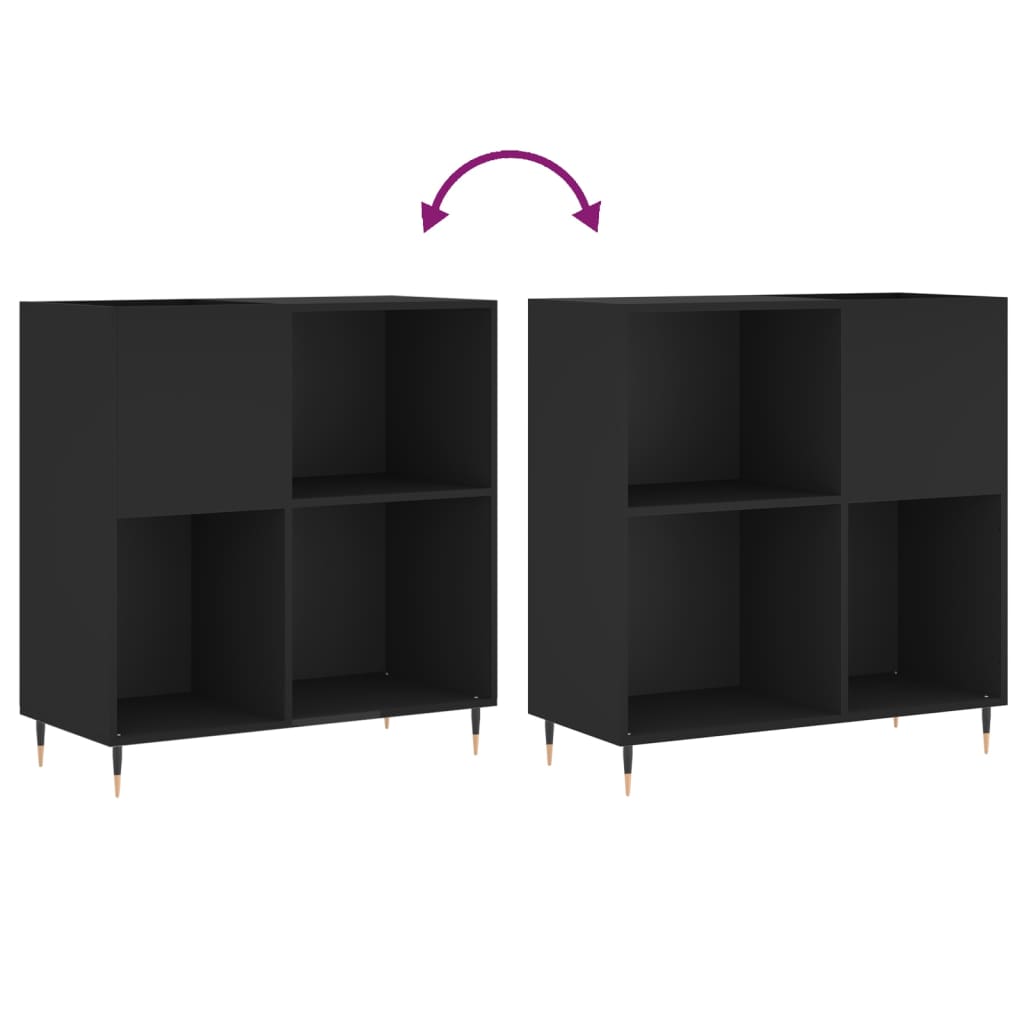 vidaXL fekete szerelt fa hanglemezszekrény 84,5 x 38 x 89 cm