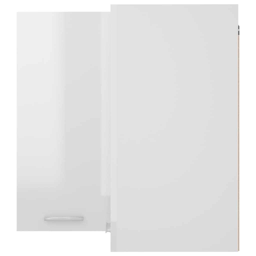 vidaXL magasfényű fehér forgácslap függő sarokszekrény 57 x 57 x 60 cm