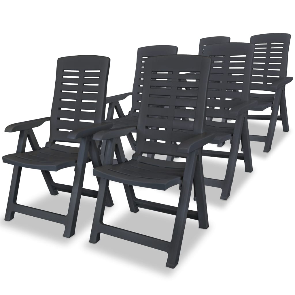 vidaXL 6 db antracitszürke dönthető műanyag kerti szék