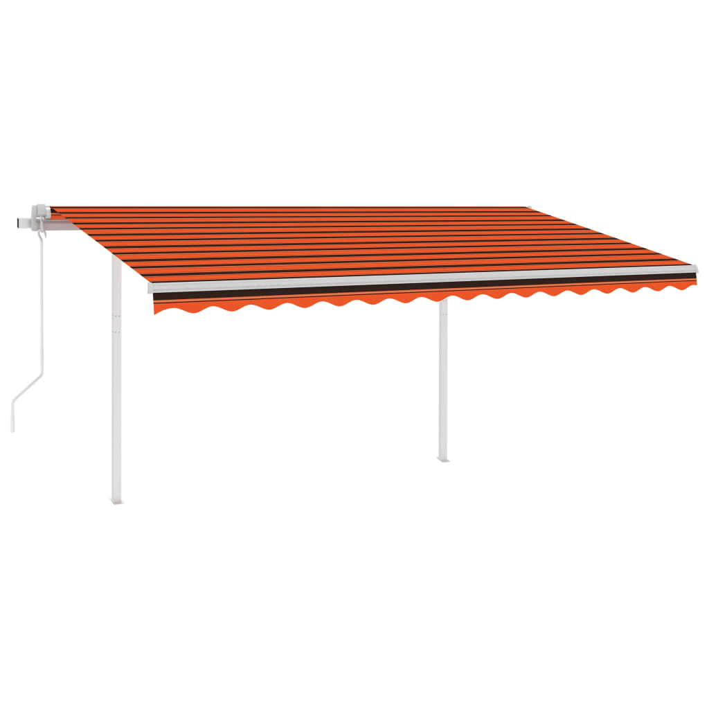 vidaXL narancssárga-barna szélérzékelős és LED-es napellenző 4,5 x 3 m