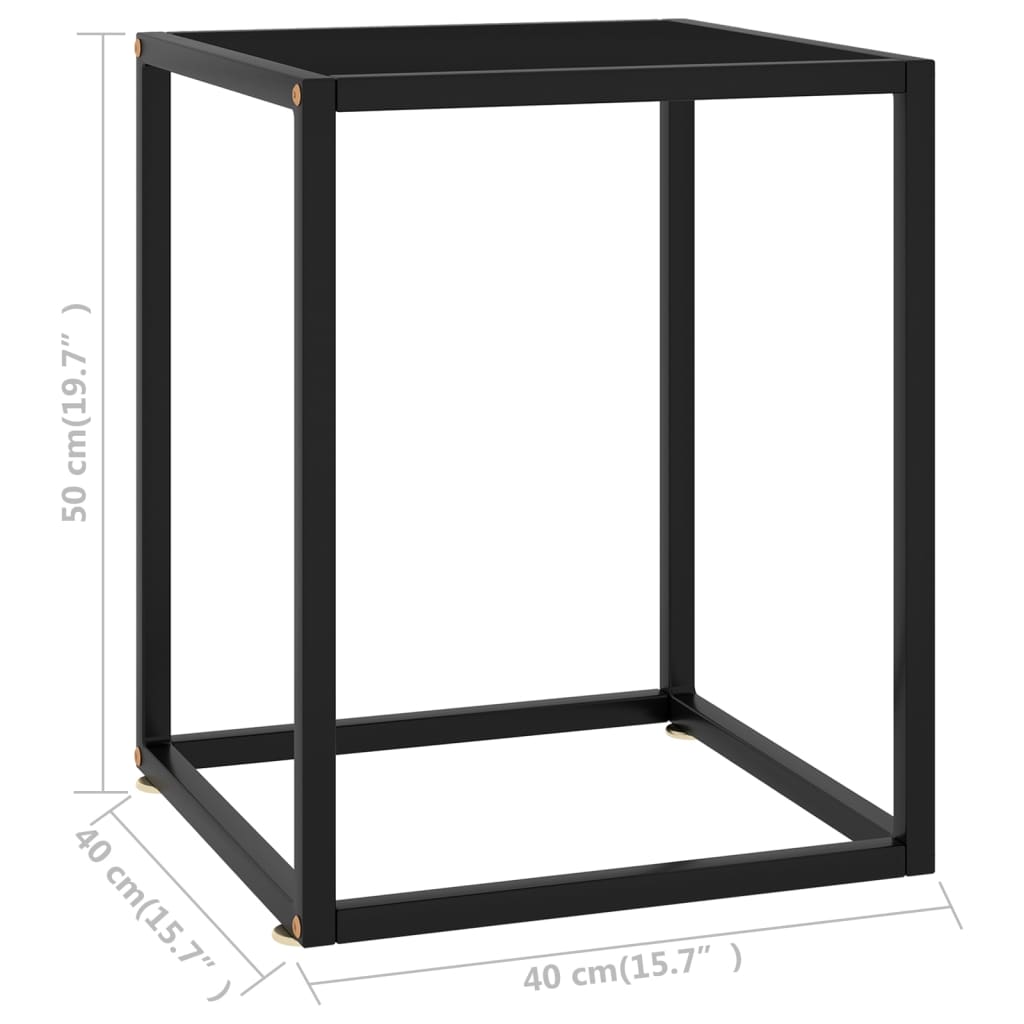 vidaXL fekete dohányzóasztal fekete üveggel 40 x 40 x 50 cm