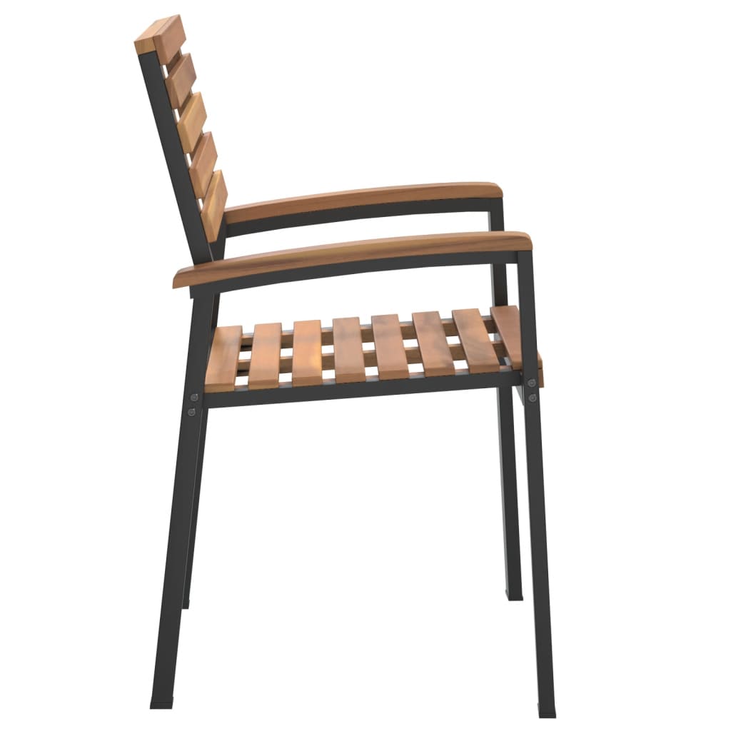 vidaXL 2 db tömör akácfa és fém rakásolható kerti szék