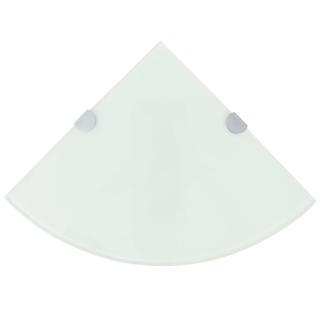 vidaXL 2 db fehér üveg sarokpolc krómtartóval 35 x 35 cm