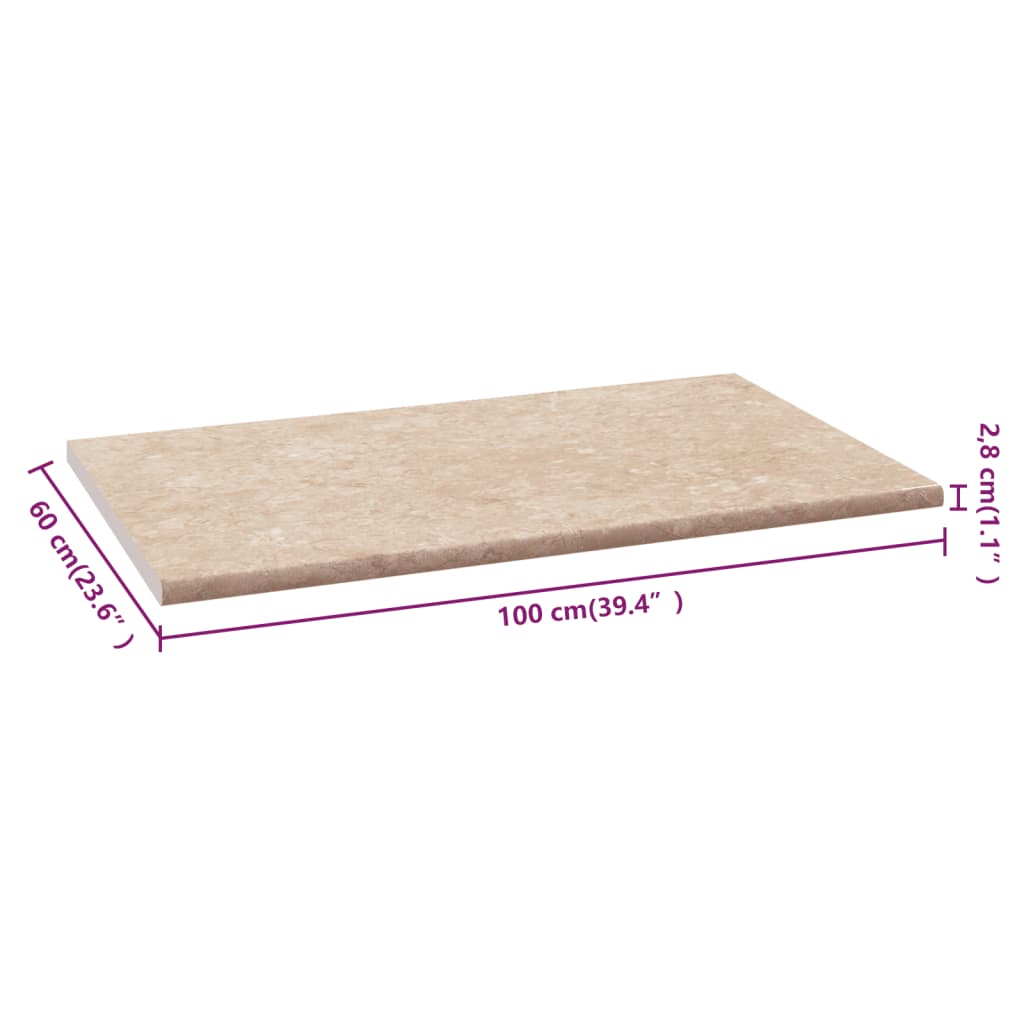 vidaXL bézs forgácslap márványtextúrájú konyhapult 100 x 60 x 2,8 cm