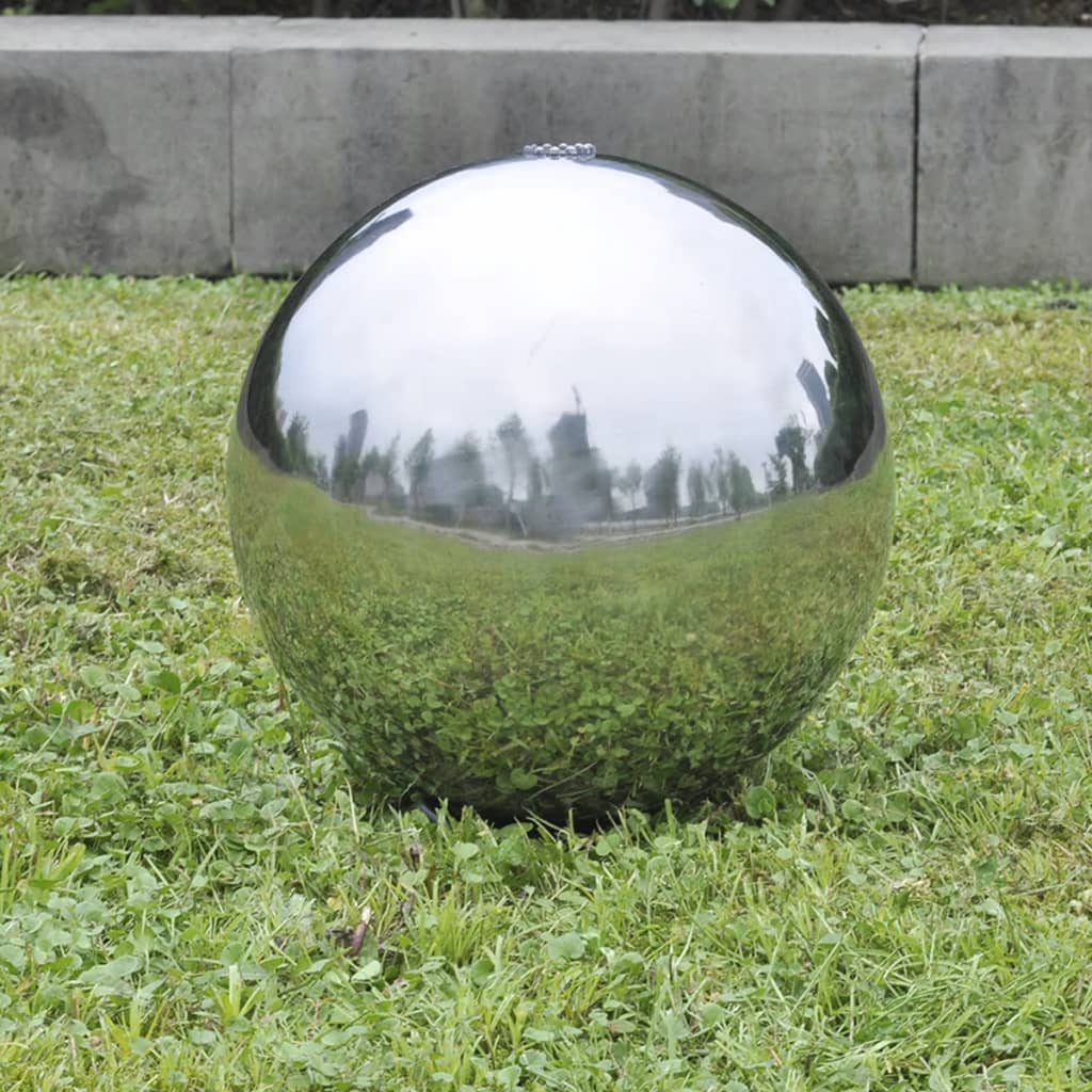 vidaXL kerti gömb alakú rozsdamentes acél szökőkút LED-fényekkel 20 cm