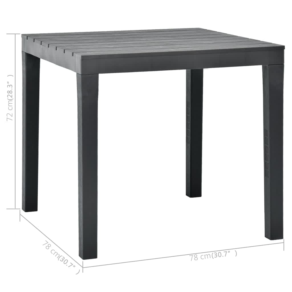 vidaXL antracitszürke műanyag kerti asztal 2 paddal