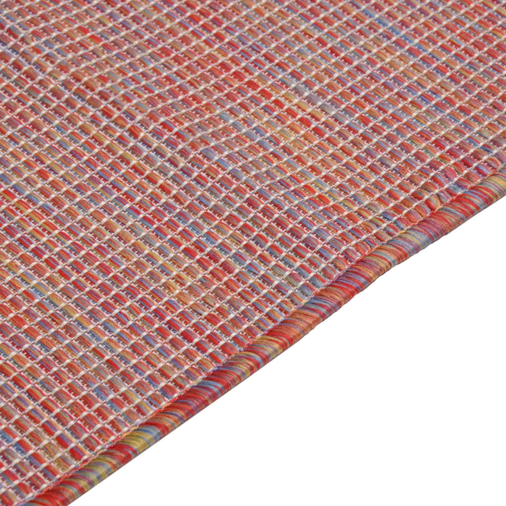 vidaXL piros lapos szövésű kültéri szőnyeg 100 x 200 cm