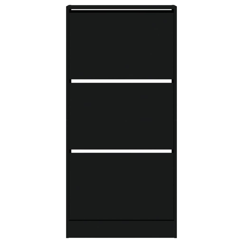 vidaXL fekete szerelt fa cipőszekrény 60 x 21 x 125,5 cm