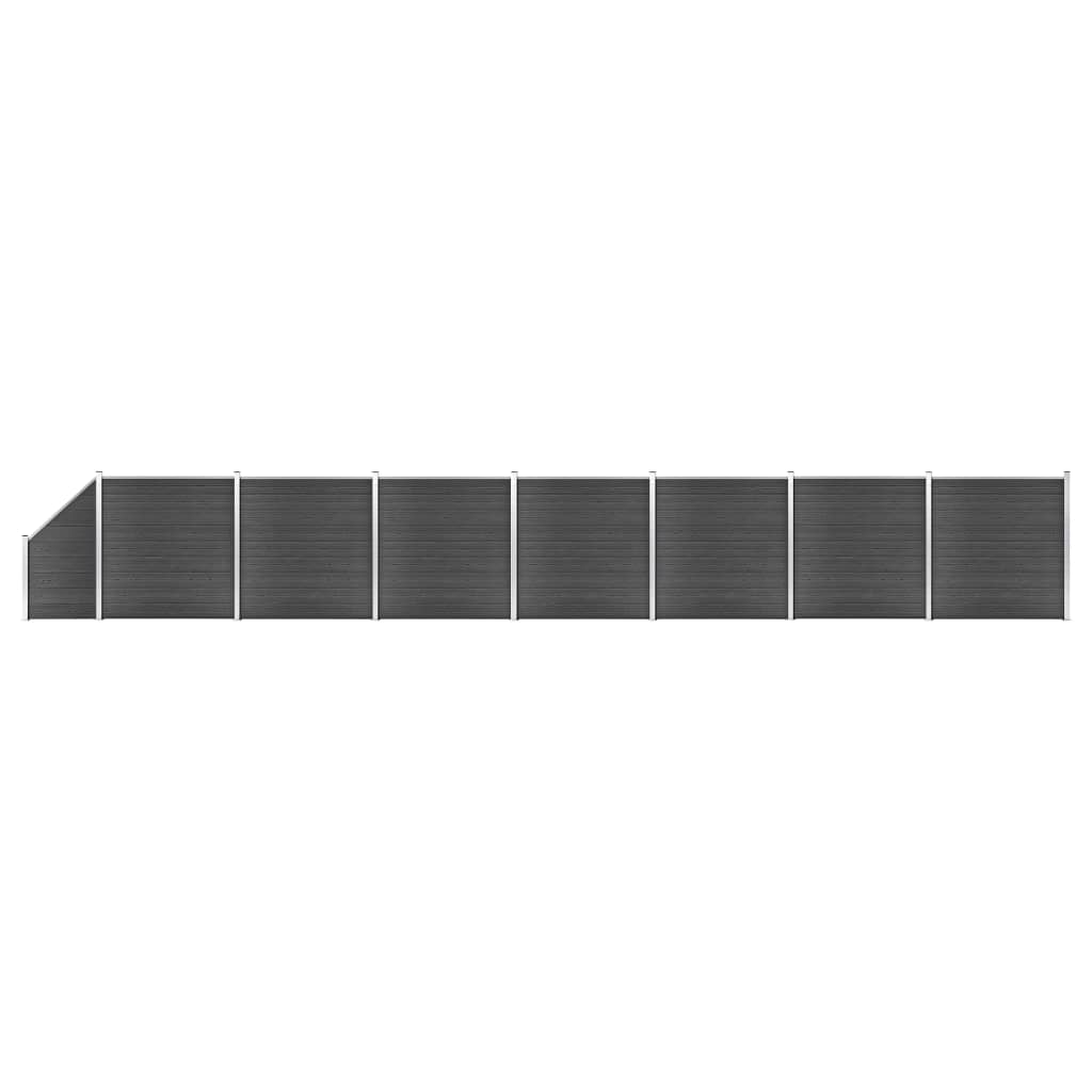 vidaXL fekete WPC kerítéspanelszett 1311 x (105-186) cm