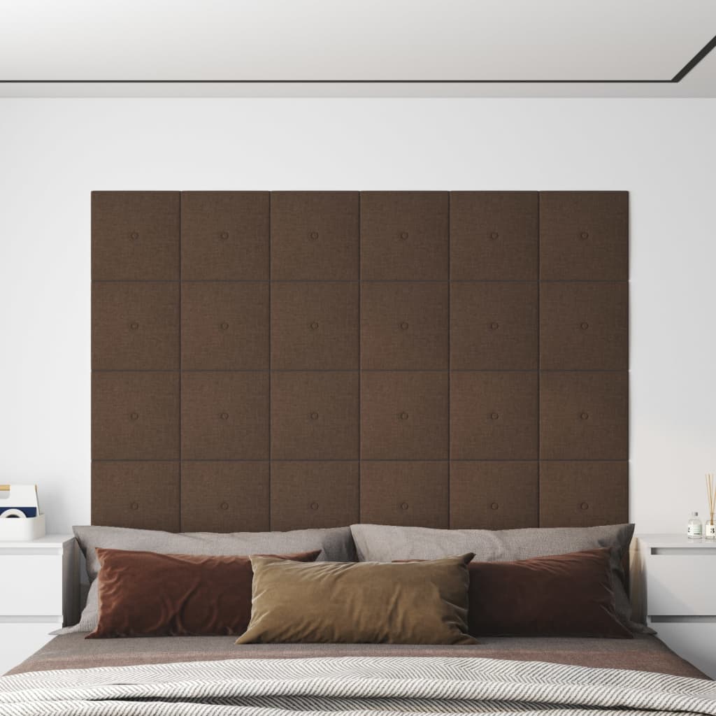 vidaXL 12 db barna szövet fali panel 30 x 30 cm 1,08 m²