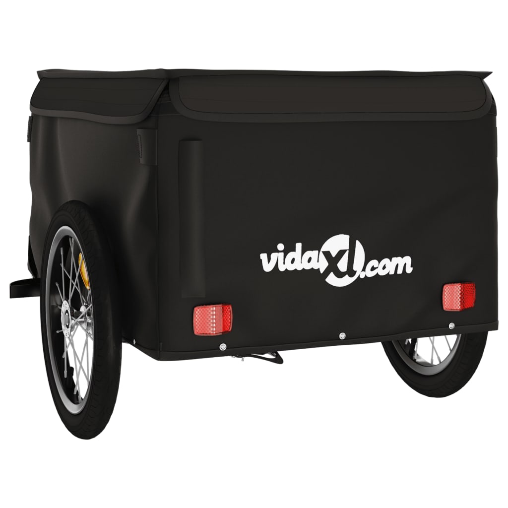 vidaXL fekete vas kerékpár-utánfutó 45 kg