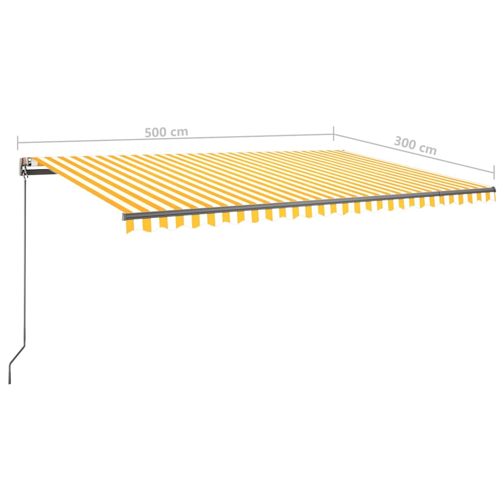 vidaXL sárga-fehér szélérzékelős és LED-es napellenző 500x300 cm