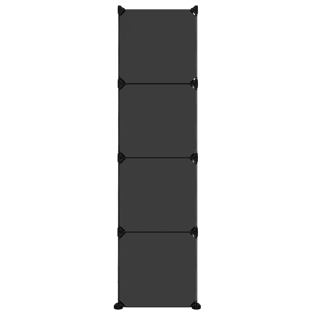 vidaXL fekete polipropilén tárolókocka 12 db kockával és ajtókkal