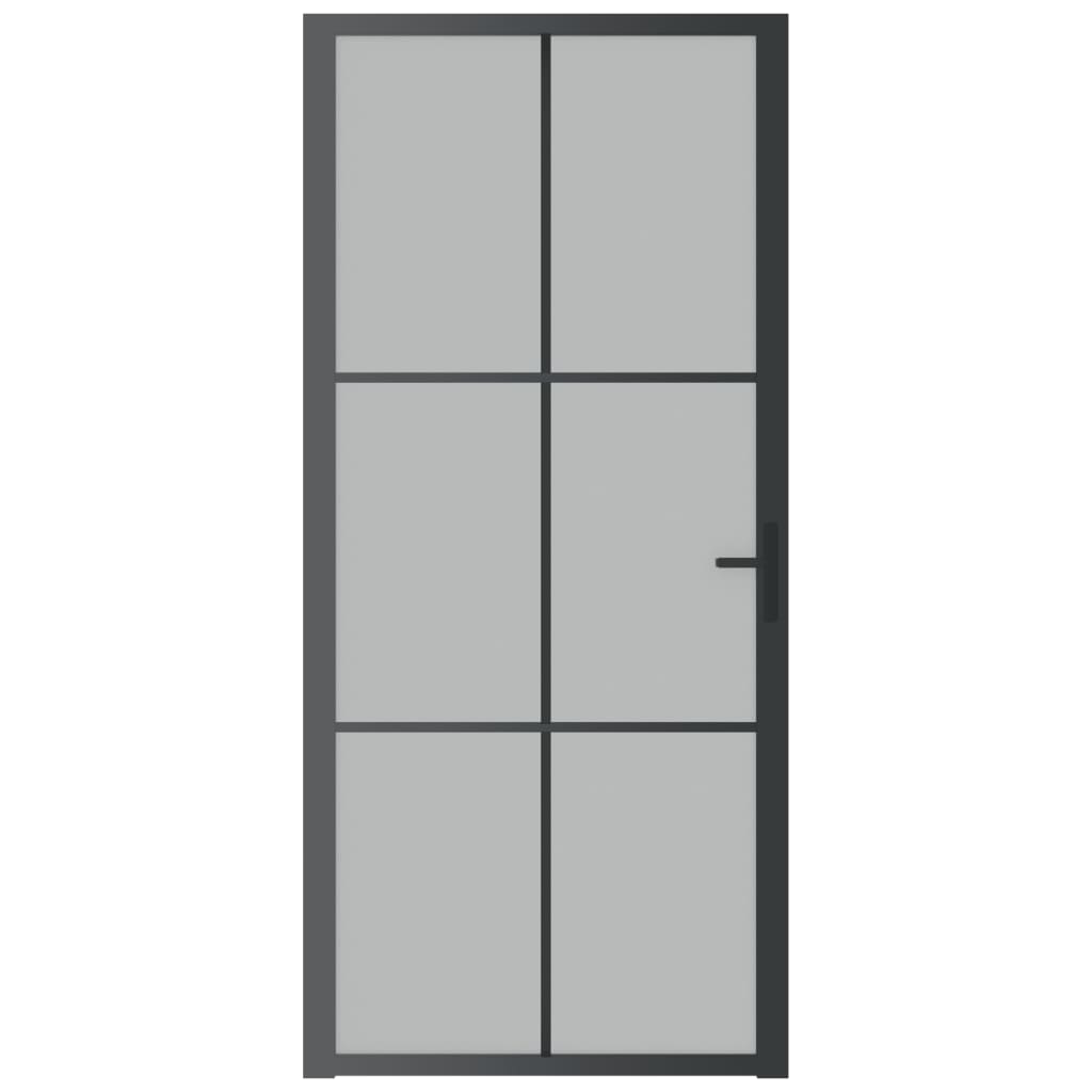 vidaXL fekete matt üveg és alumínium beltéri ajtó 93 x 201,5 cm