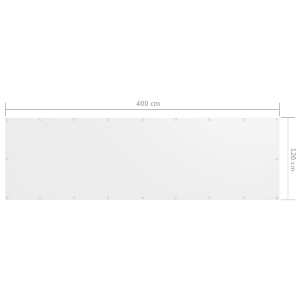 vidaXL fehér oxford-szövet erkélyparaván 120 x 400 cm