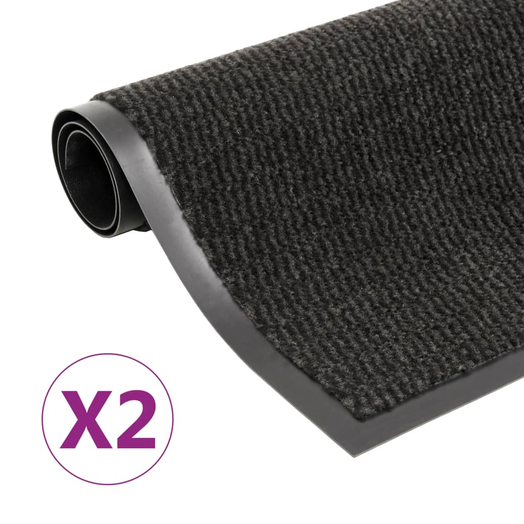 vidaXL 2 db fekete négyszögletes bolyhos szennyfogó szőnyeg 120x180 cm