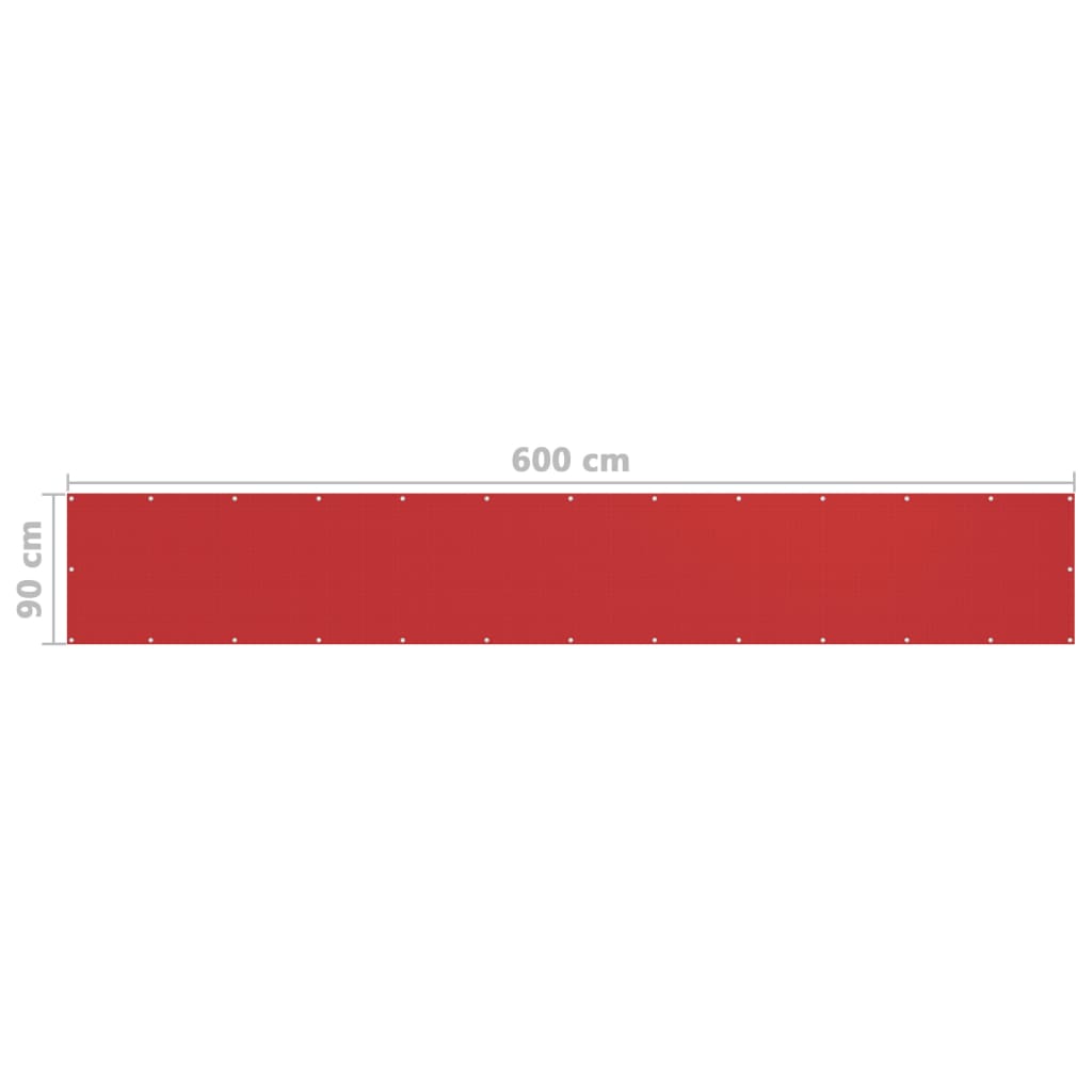 vidaXL piros HDPE erkélytakaró 90 x 600 cm
