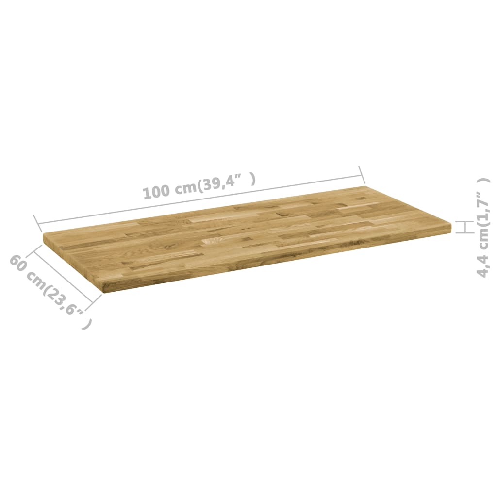 vidaXL téglalap alakú tömör tölgyfa asztallap 44 mm 100 x 60 cm