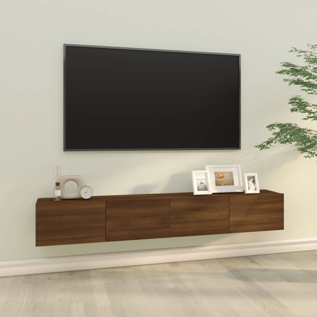 vidaXL 2 db barna -tölgyszín szerelt fa fali TV-szekrény 100x30x30 cm