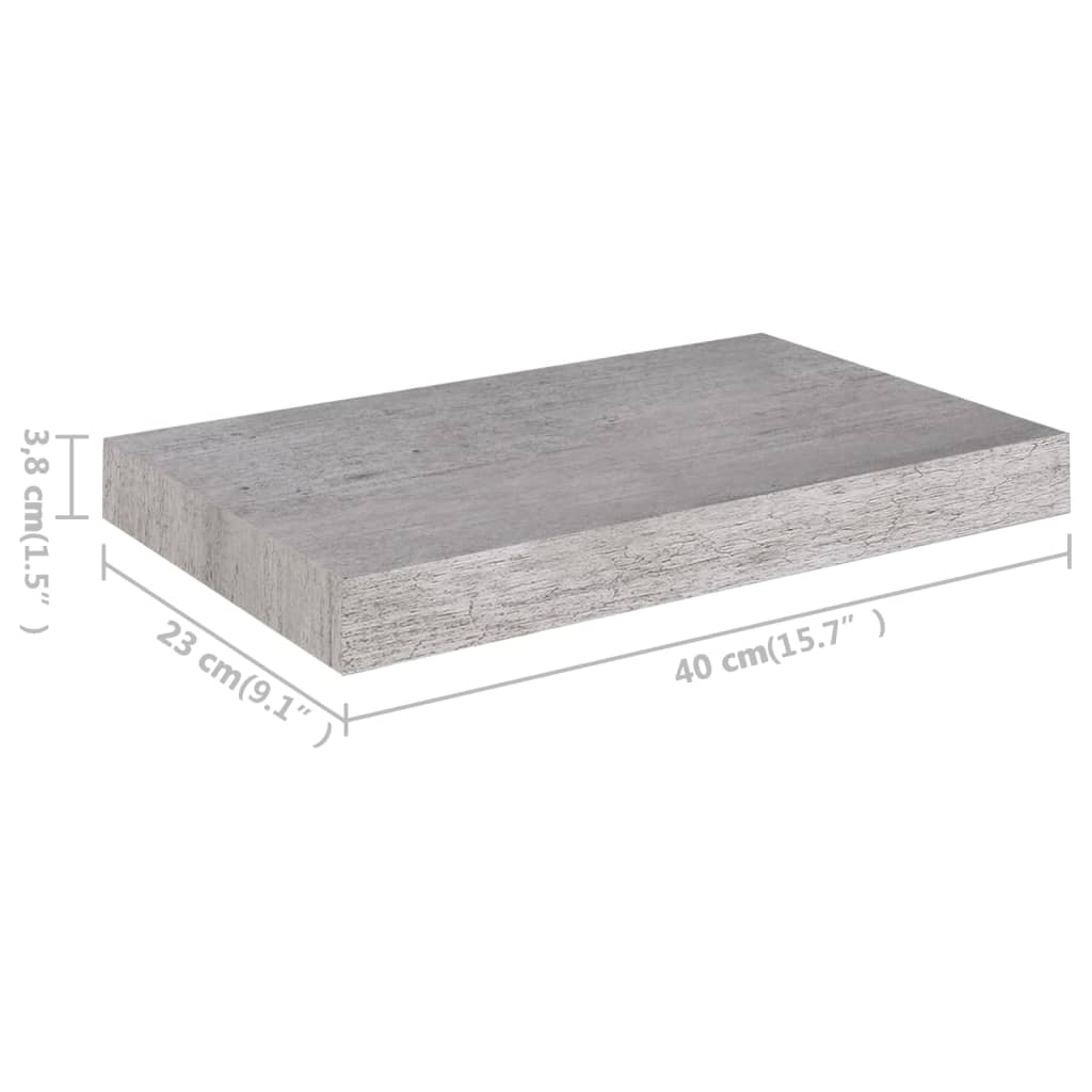 vidaXL 4 db betonszürke MDF lebegő fali polc 40 x 23 x 3,8 cm