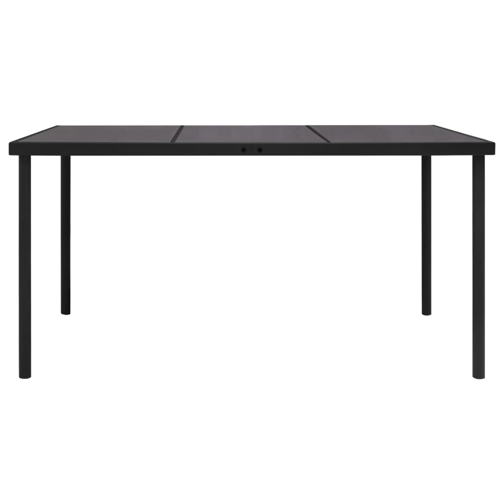 vidaXL fekete acél kerti asztal üveg asztallappal 150 x 90 x 74 cm