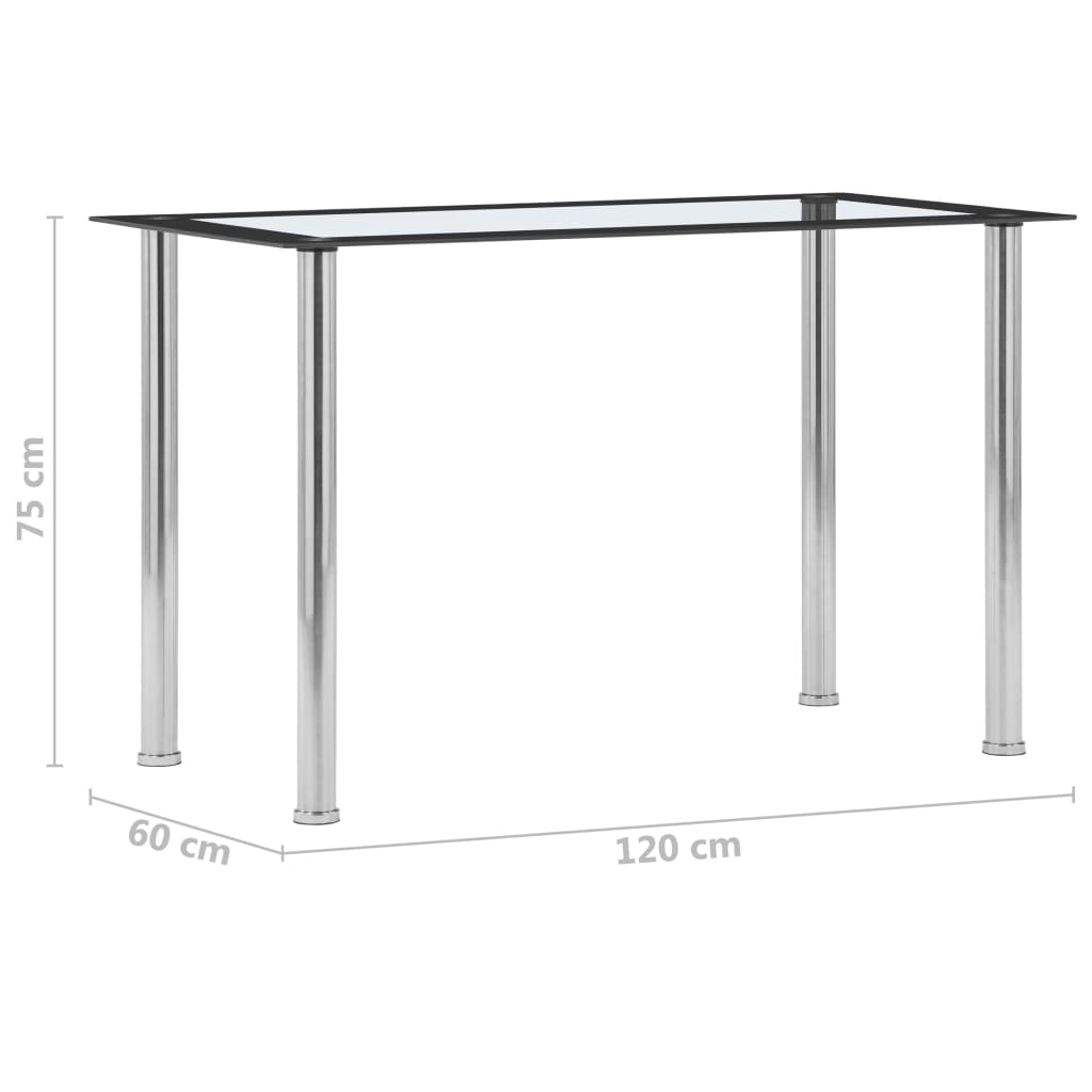 vidaXL fekete és átlátszó edzett üveg étkezőasztal 120 x 60 x 75 cm