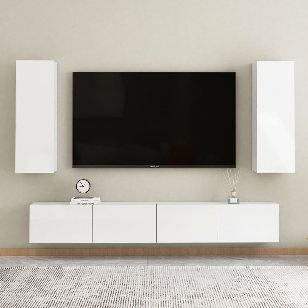 vidaXL magasfényű fehér forgácslap TV-szekrény 30,5 x 30 x 90 cm