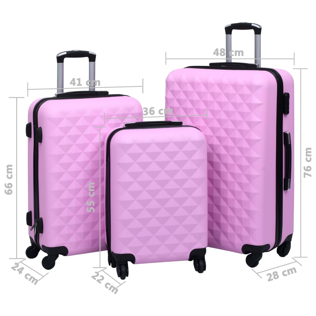vidaXL 3 db rózsaszín ABS keményfalú gurulós bőrönd