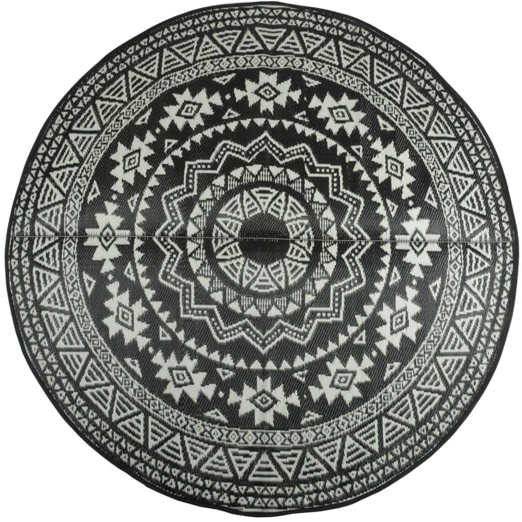 Esschert Design fekete-fehér kültéri szőnyeg 180 cm OC18