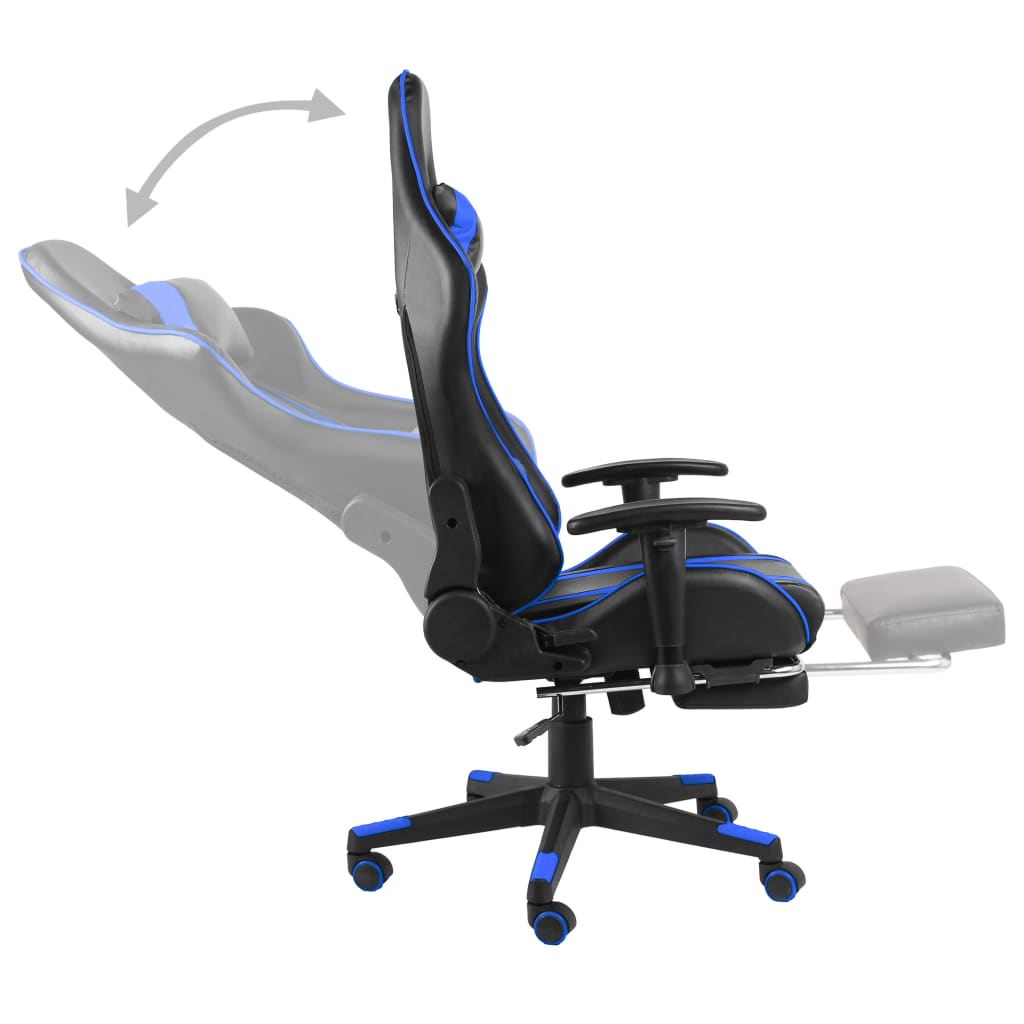 vidaXL kék PVC forgó gamer szék lábtartóval