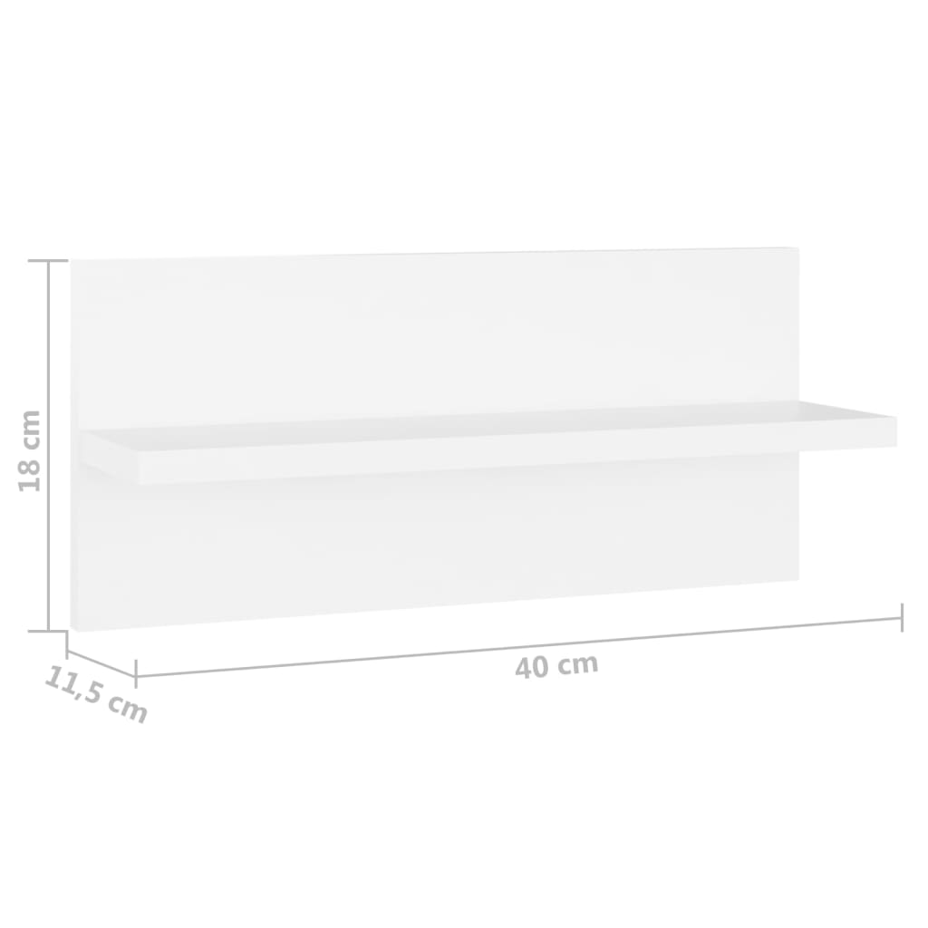 vidaXL 4 db fehér forgácslap fali polc 40 x 11,5 x 18 cm