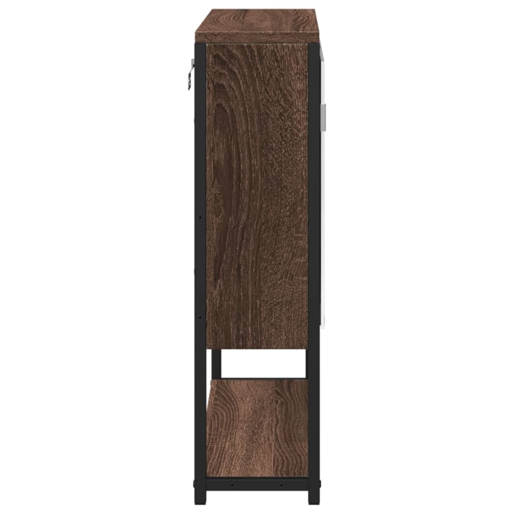 vidaXL barna tölgy szerelt fa tükrös fürdőszobaszekrény 60x16x60 cm