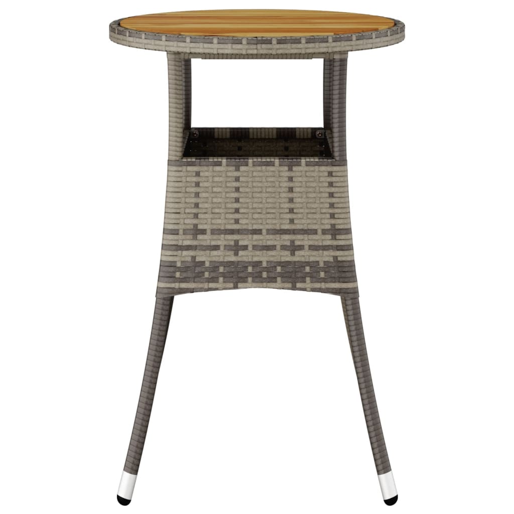 vidaXL szürke akácfa és polyrattan kerti asztal Ø60 x 75 cm