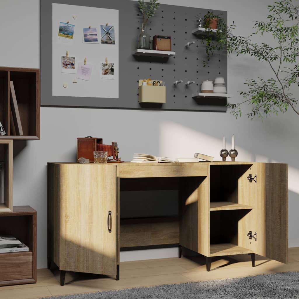 vidaXL sonoma-tölgyszínű szerelt fa íróasztal 140 x 50 x 75 cm