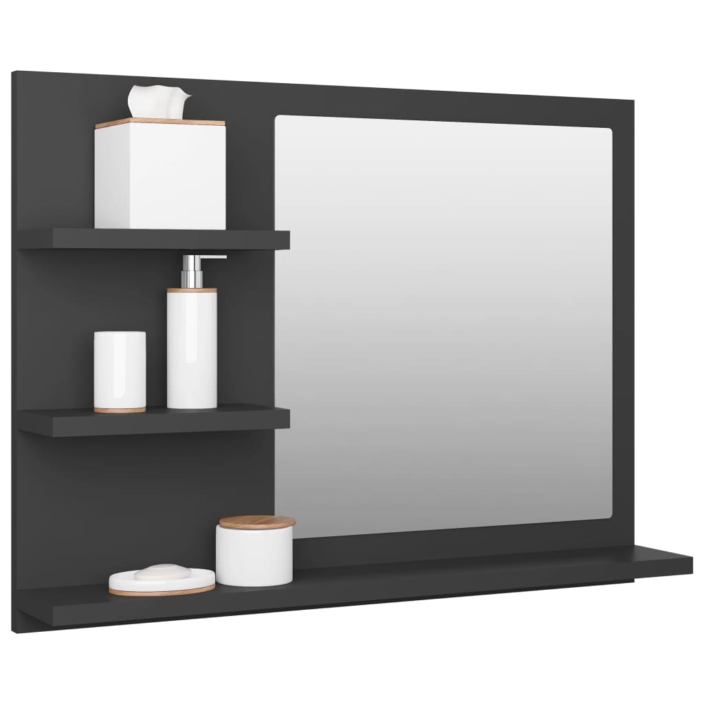 vidaXL szürke forgácslap fürdőszobai tükör 60 x 10,5 x 45 cm