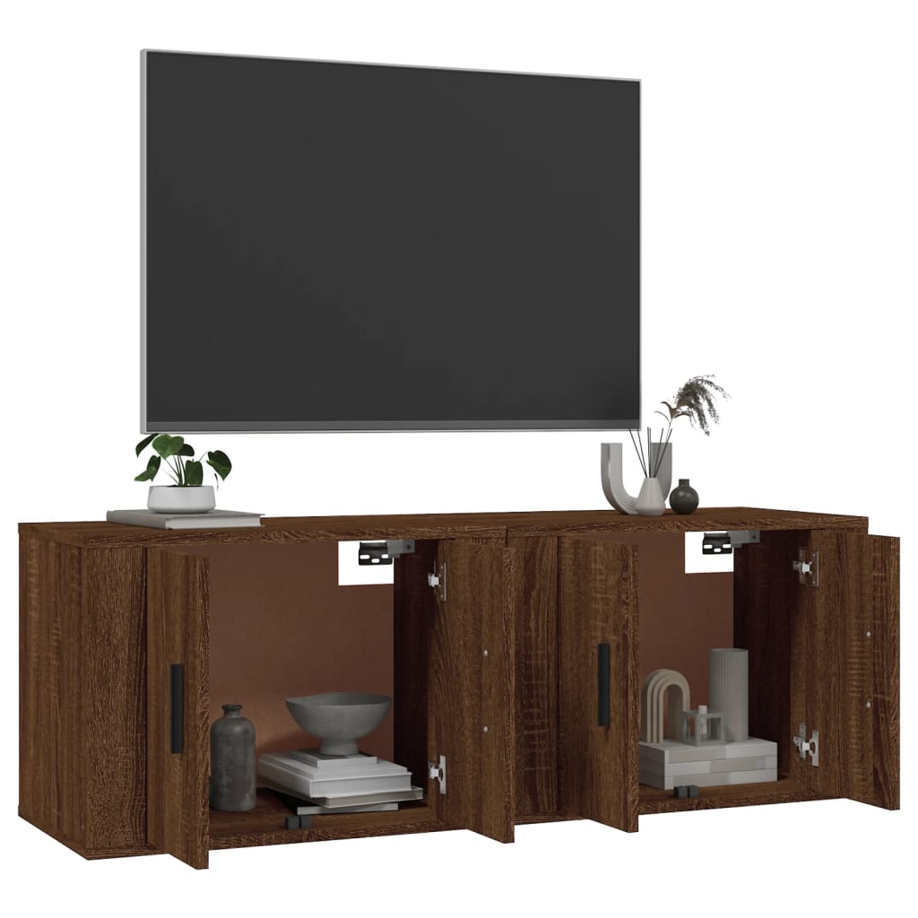 vidaXL 2 db barna tölgyszínű fali TV-szekrény 57x34,5x40 cm