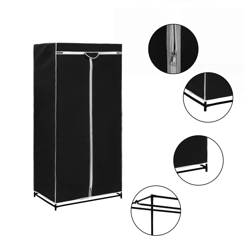 vidaXL 2 db fekete ruhásszekrény 75 x 50 x 160 cm
