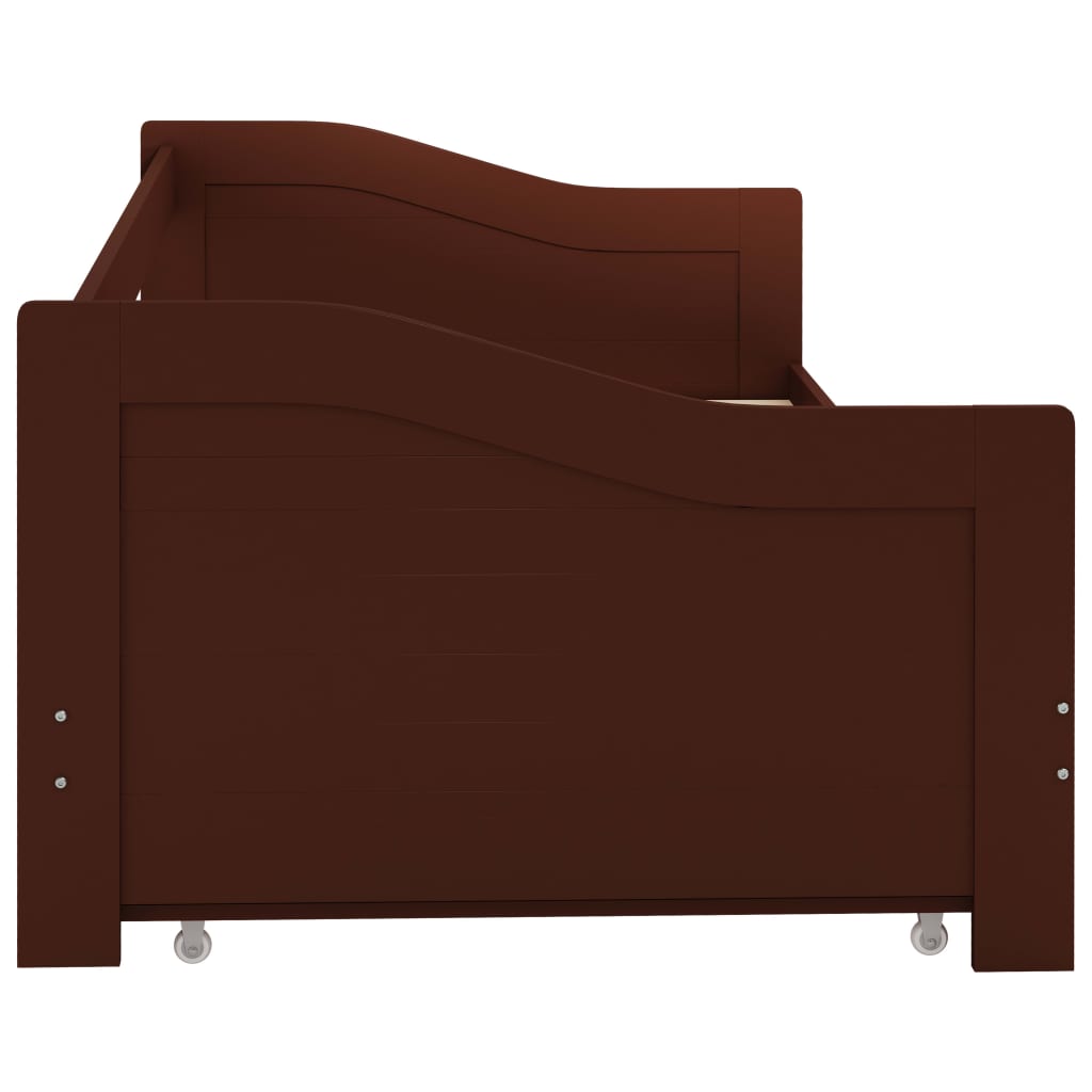 vidaXL sötétbarna fenyőfa kihúzható kanapéágy keret 90 x 200 cm