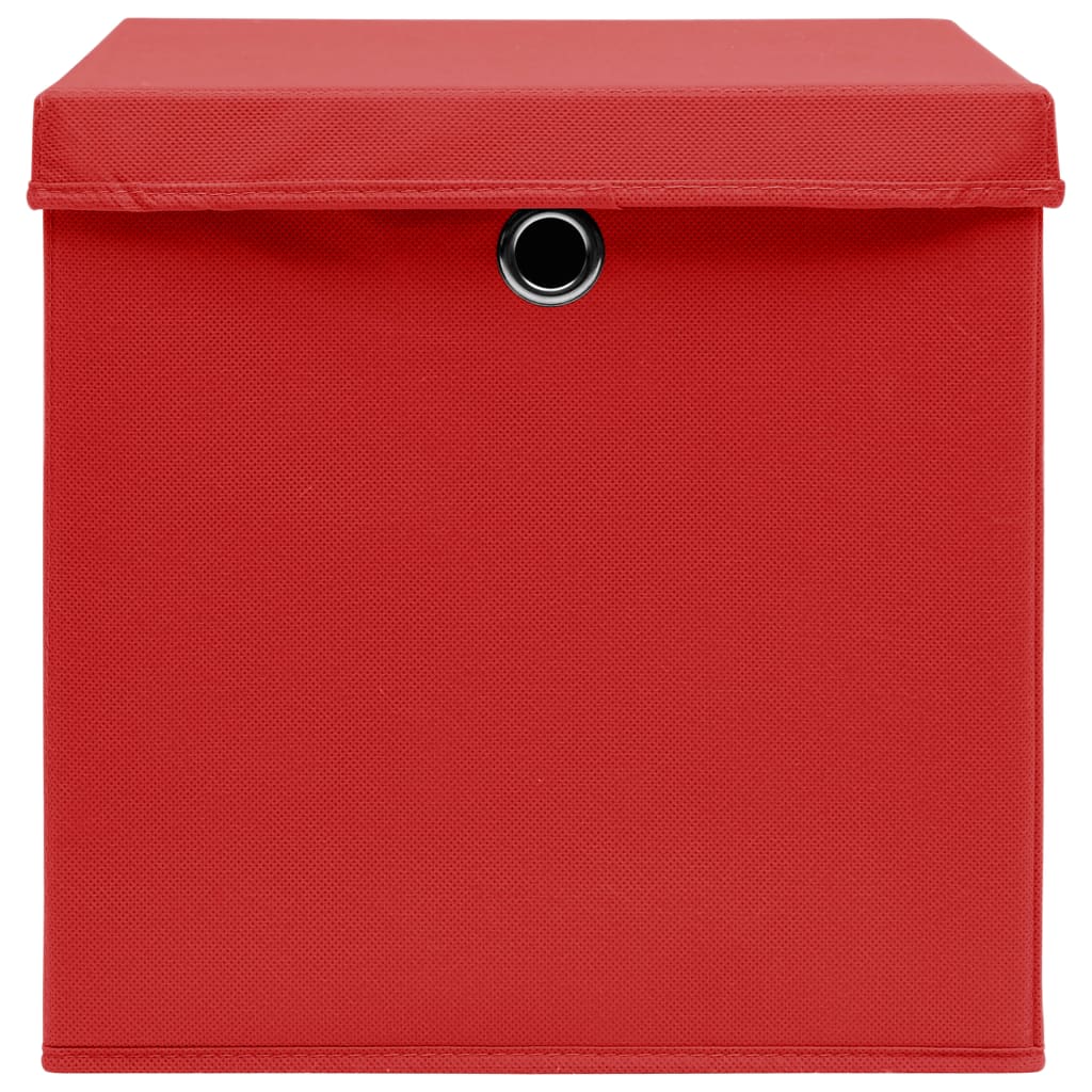 vidaXL 10 db piros fedeles tárolódoboz 28 x 28 x 28 cm