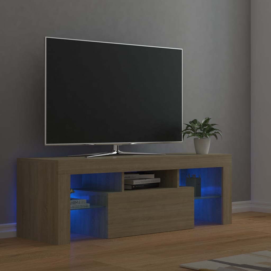 vidaXL sonoma-tölgy színű TV-szekrény LED-lámpákkal 120 x 35 x 40 cm