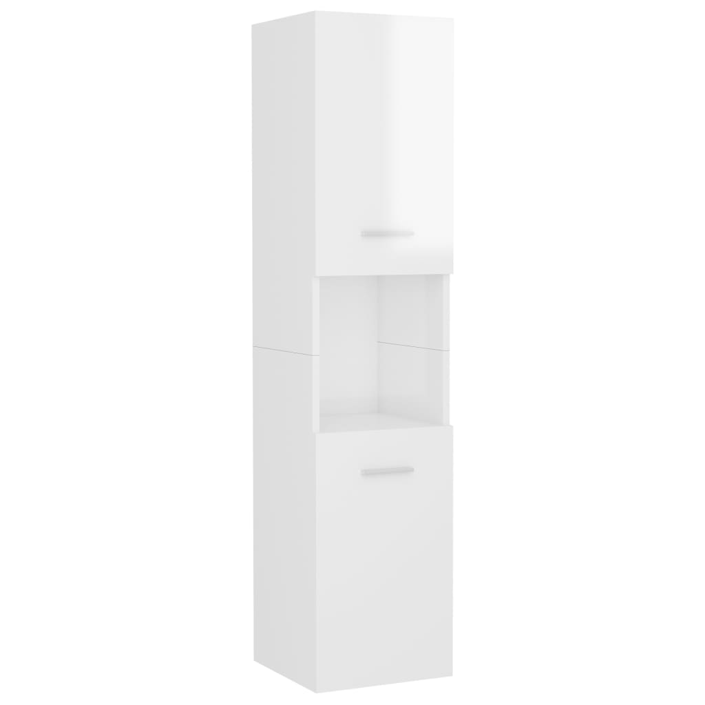 vidaXL magasfényű fehér forgácslap fürdőszobaszekrény 30 x 30 x 130 cm