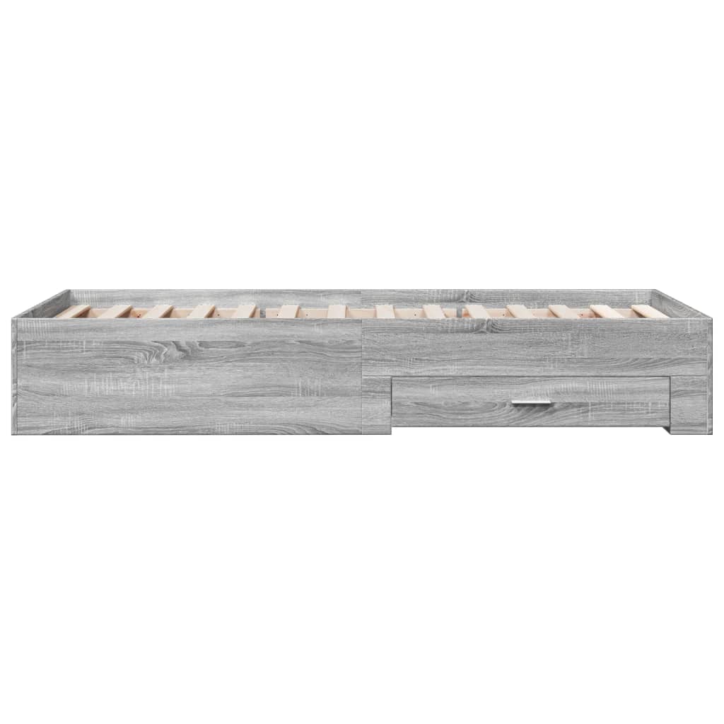vidaXL szürke sonoma színű szerelt fa ágykeret fiókokkal 90 x 190 cm
